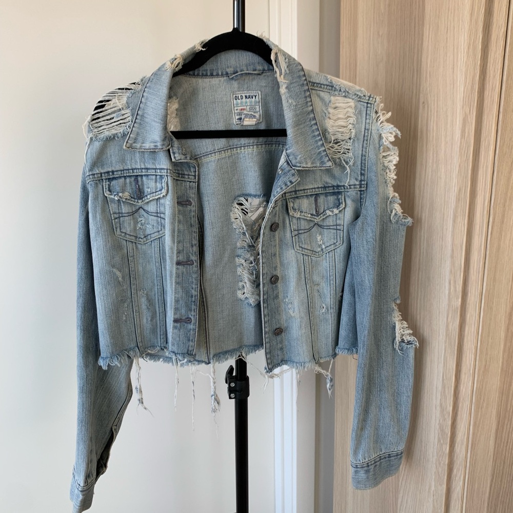 Light Blue Distressed Denim Jacket